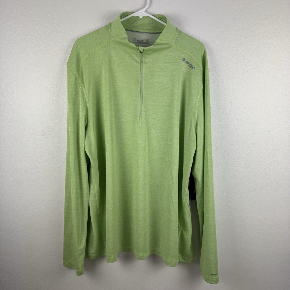 NWT HI-TEC Afterglow Mens Long Sleeve‎ Mesh 1/4 Zip Pullover Shirt Green - XXL